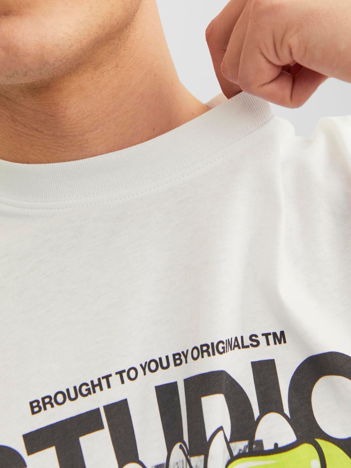 Jack & Jones Printed Crew neck T-shirt -Bright White - 12243613
