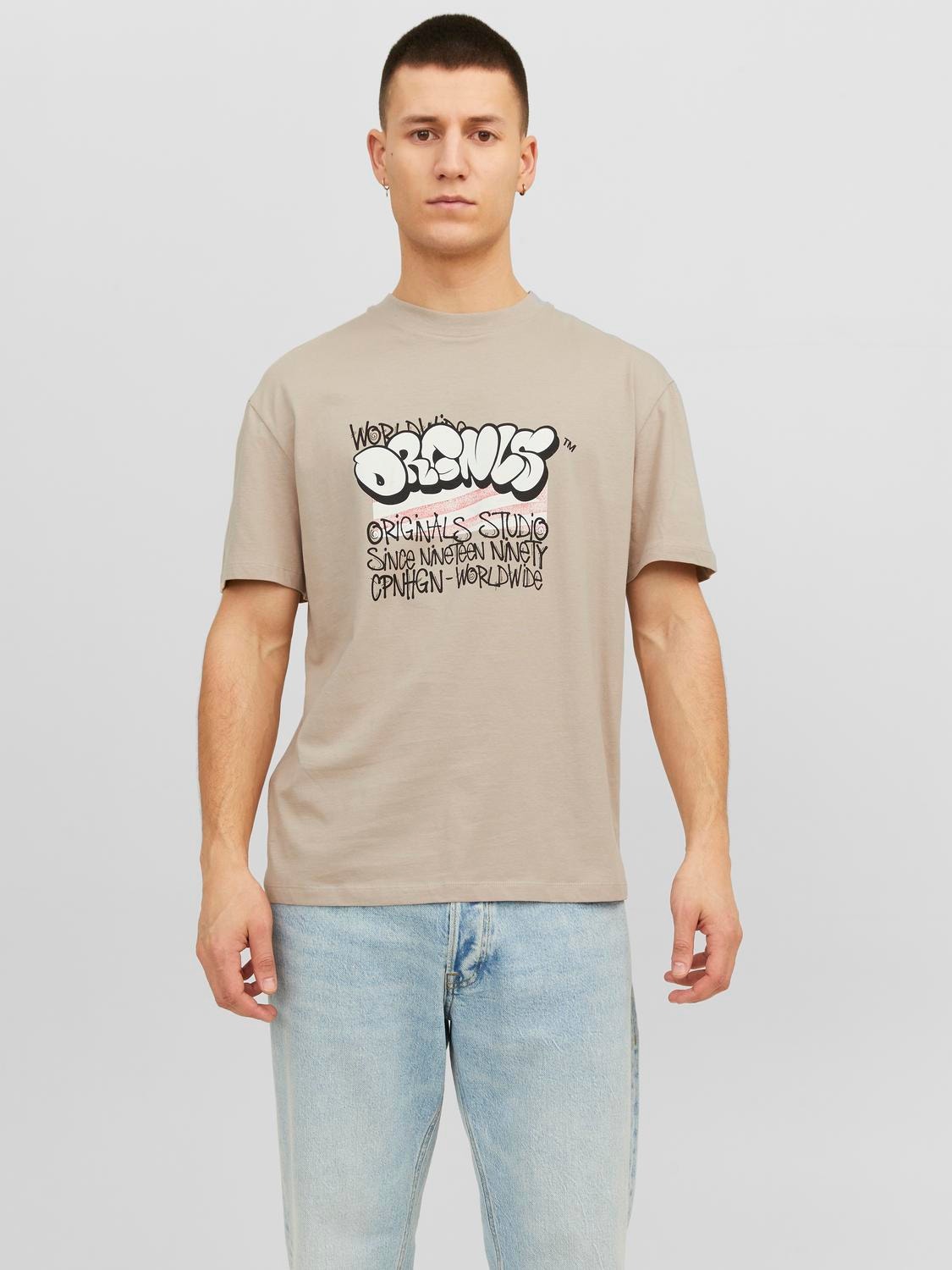 Jack & Jones Tryck Rundringning T-shirt -Atmosphere - 12243613