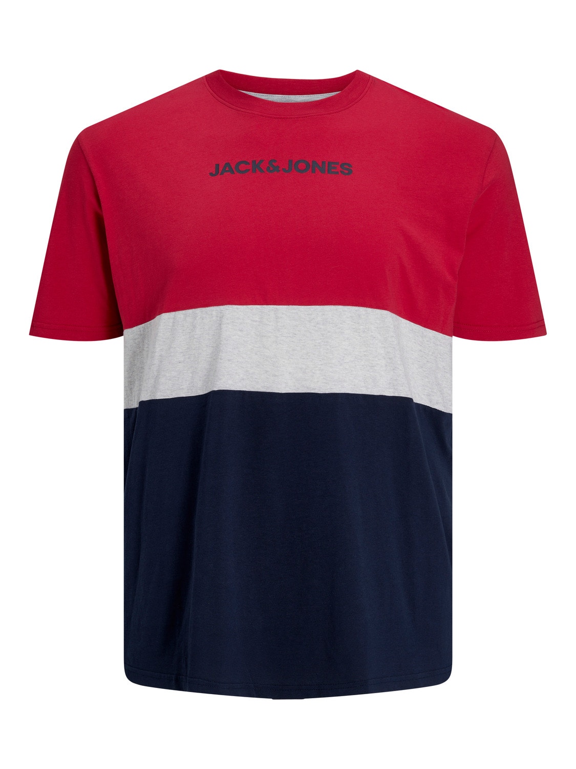Jack & Jones Plus Size Colour block T-shirt -Tango Red - 12243653