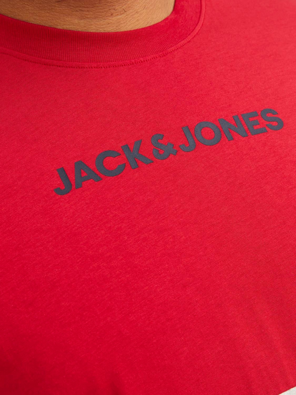 Jack & Jones Plus Size Colour block T-shirt -Tango Red - 12243653