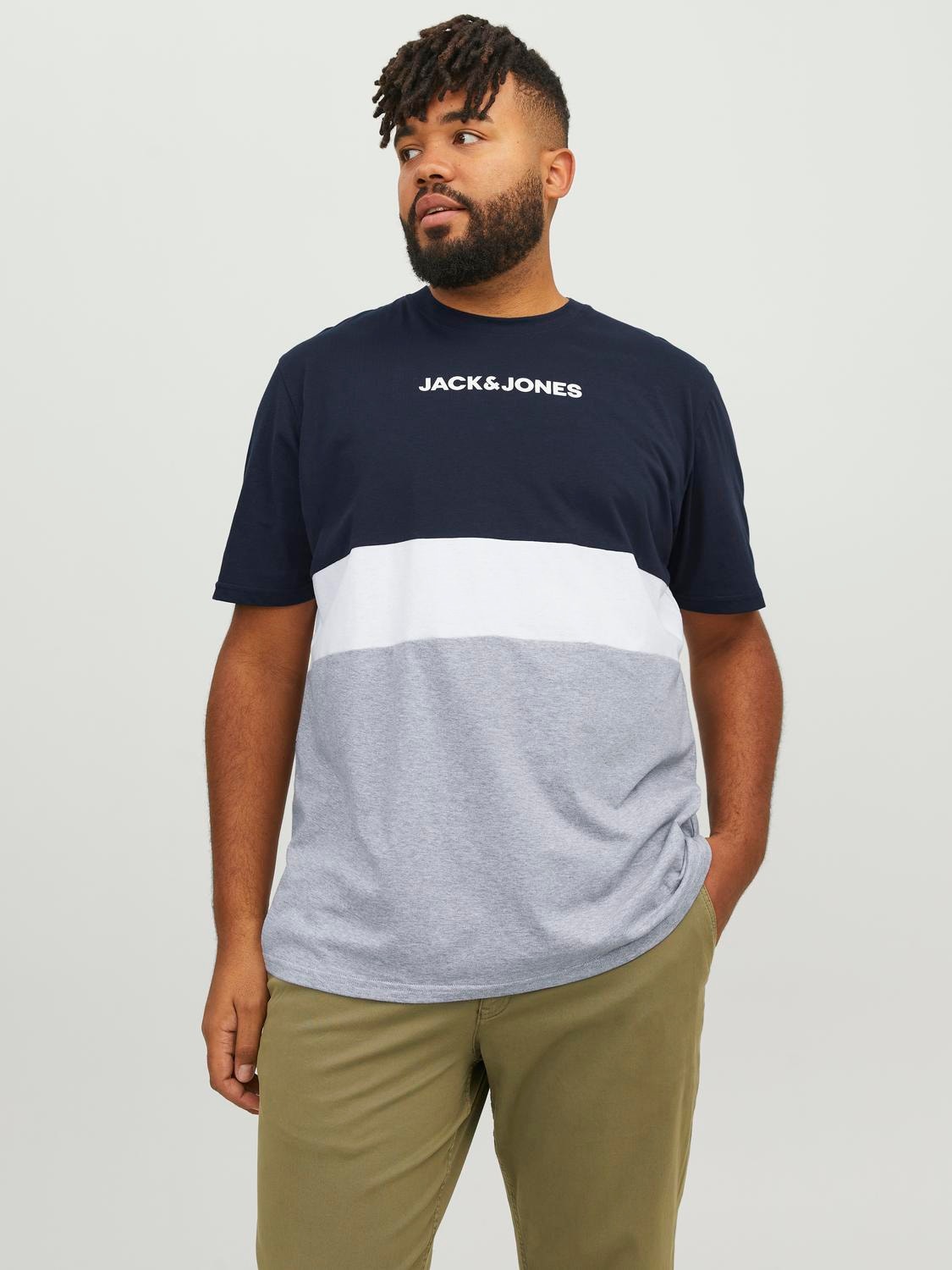 Jack & Jones Plus Size Colour Blocking T-shirt -Navy Blazer - 12243653