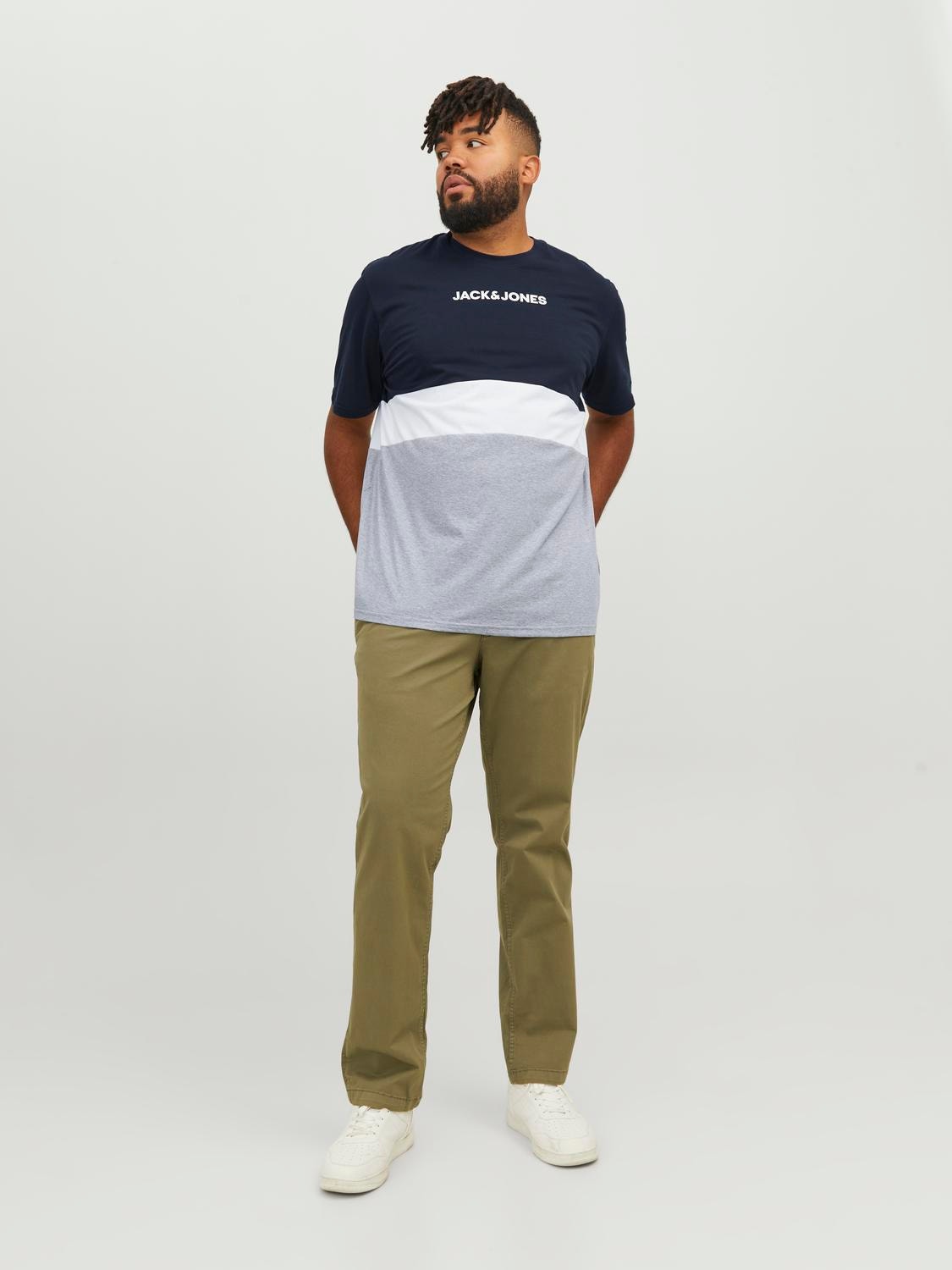 Jack & Jones Plus Size W bloki kolorystyczne T-shirt -Navy Blazer - 12243653