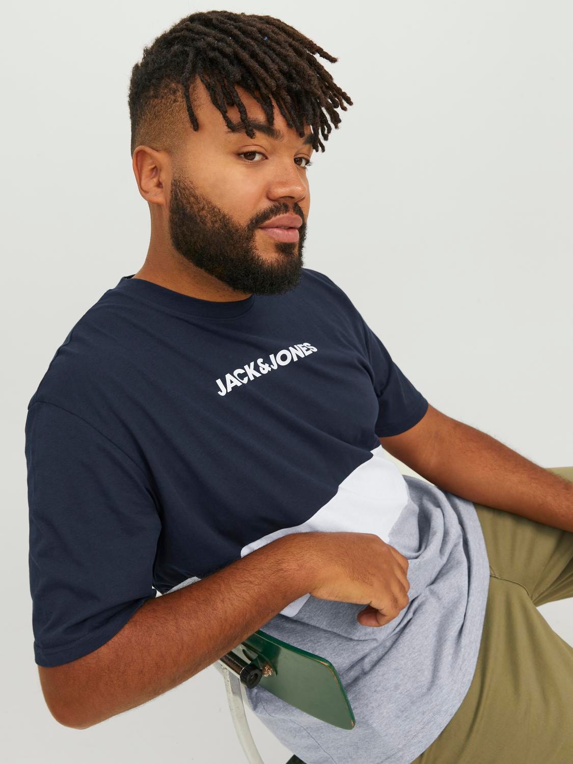 Jack & Jones Plus Size Colour block T-shirt -Navy Blazer - 12243653