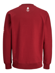 Jack & Jones OL 2024 Printed Crew neck Sweatshirt -Biking Red - 12243809