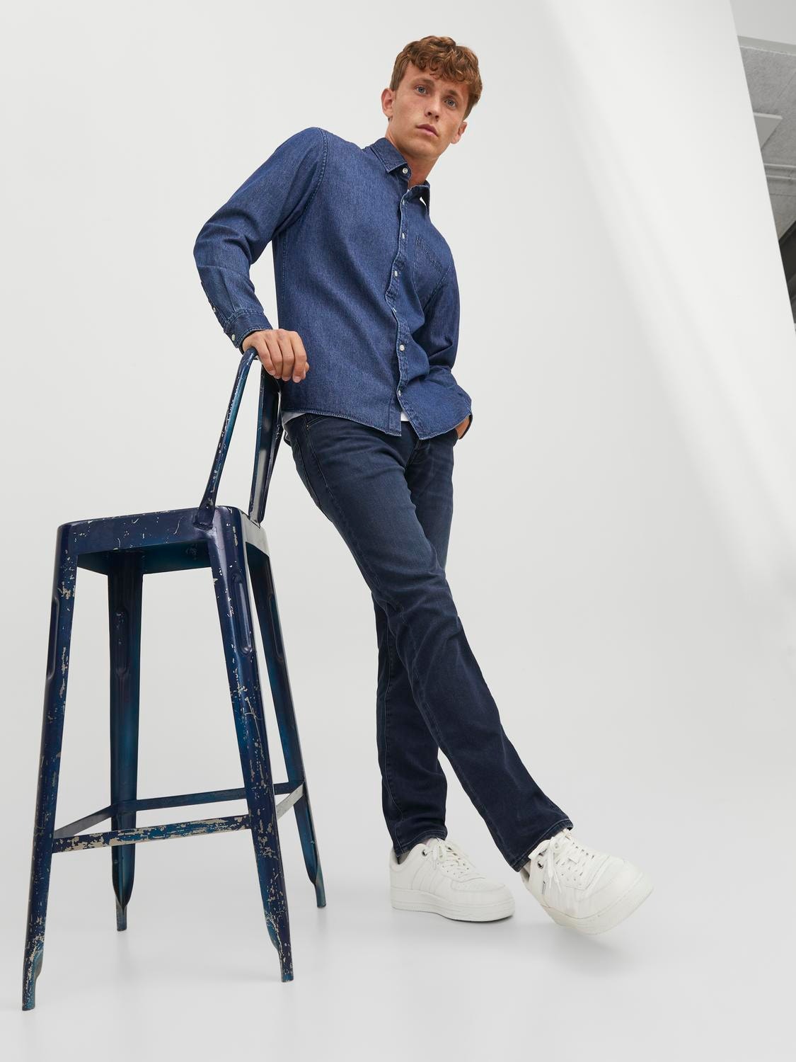 Jack & Jones JJIGLENN JJICON SQ 139 Slim fit Džíny -Blue Denim - 12243819