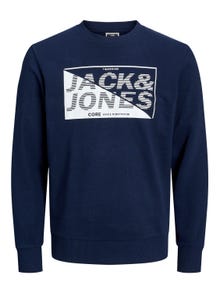 Jack & Jones Logo Genser med rund hals -Navy Blazer - 12243922