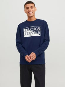 Jack & Jones Logo Crewn Neck Sweatshirt -Navy Blazer - 12243922
