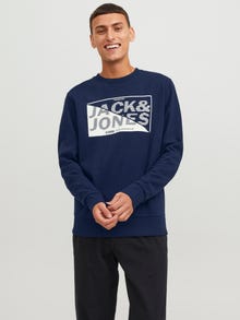 Jack & Jones Logotyp Crewneck tröja -Navy Blazer - 12243922