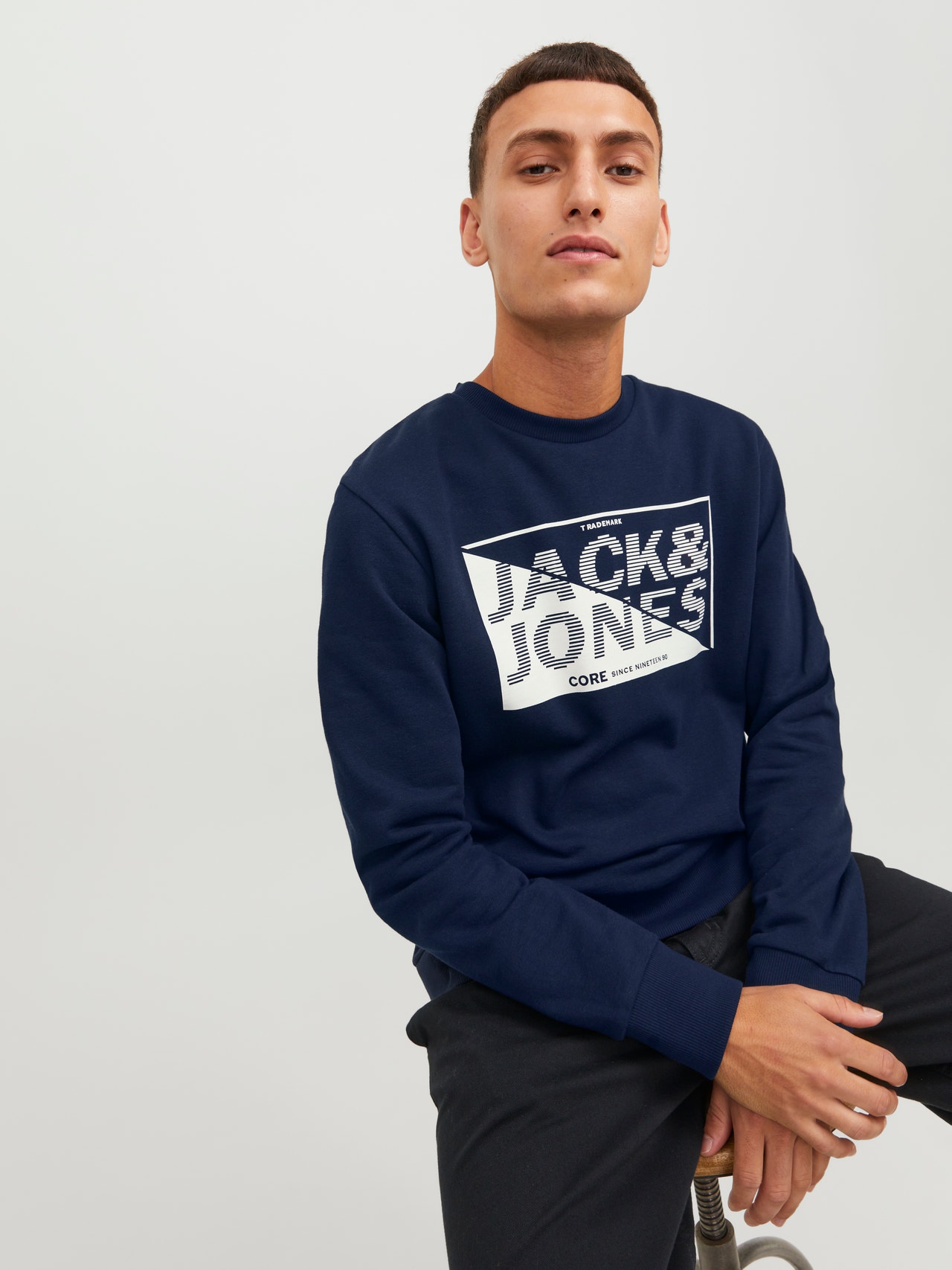 Jack & Jones Logó Személyzeti nyakú pulóver -Navy Blazer - 12243922