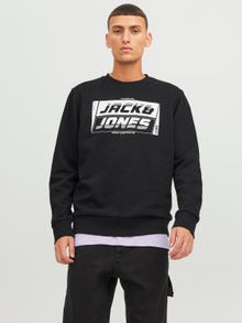Jack & Jones Logo Crew neck Sweatshirt -Black - 12243922