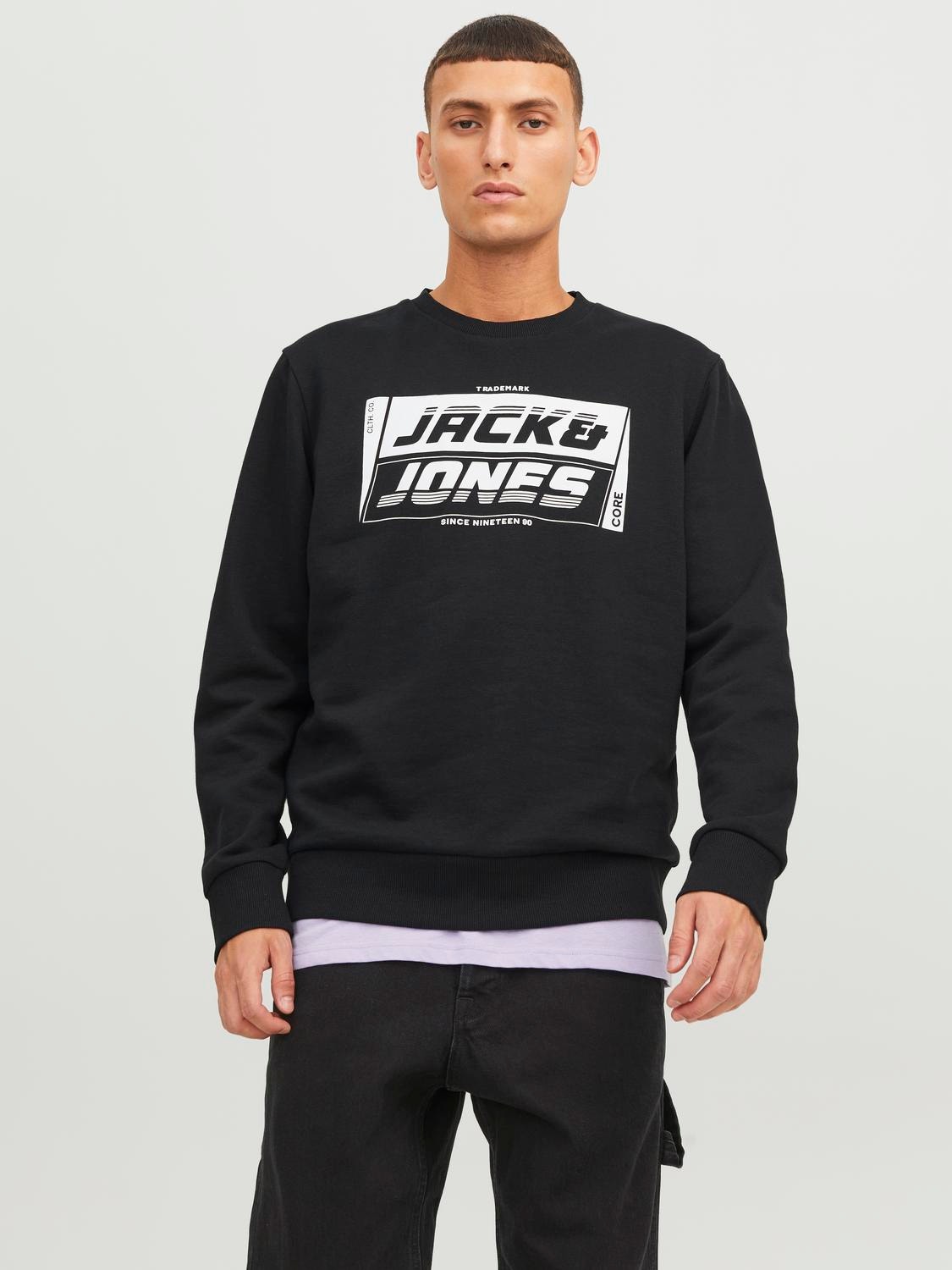 Jack & Jones Logo Mikina s kulatým výstřihem -Black - 12243922