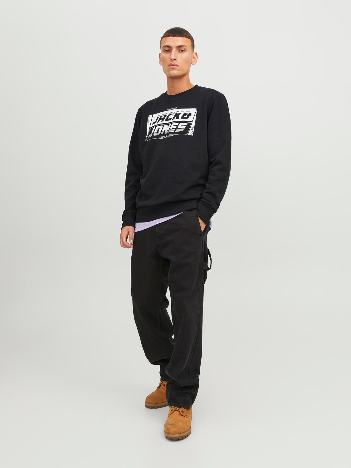 Jack & Jones Logo Mikina s kulatým výstřihem -Black - 12243922