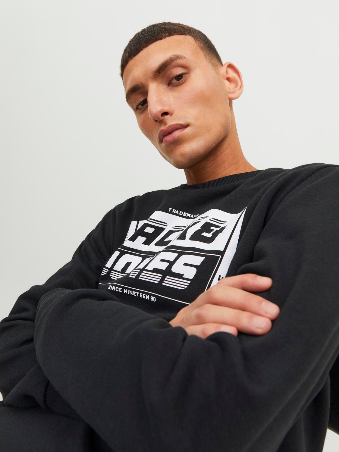 Jack & Jones Logo Mikina s kulatým výstřihem -Black - 12243922