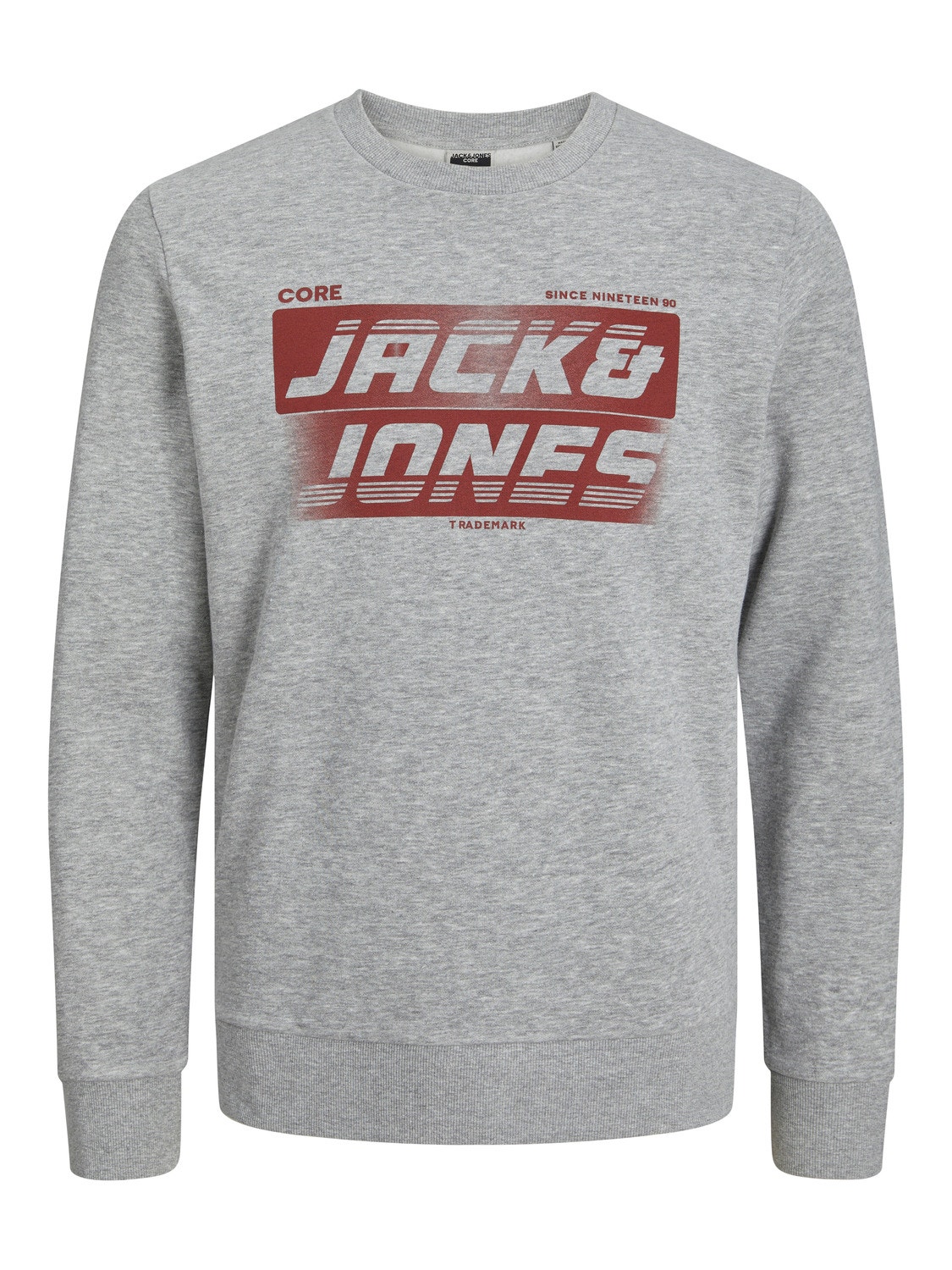 Jack & Jones Logo Crewn Neck Sweatshirt -Light Grey Melange - 12243922