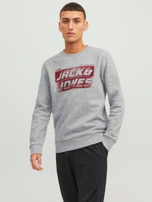 Jack & Jones Logo Crew neck Sweatshirt -Light Grey Melange - 12243922