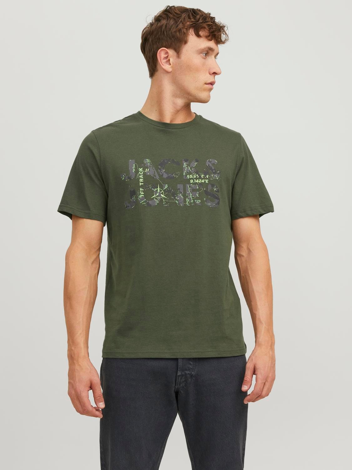 Jack & Jones Logo Crew neck T-shirt -Forest Night - 12244026