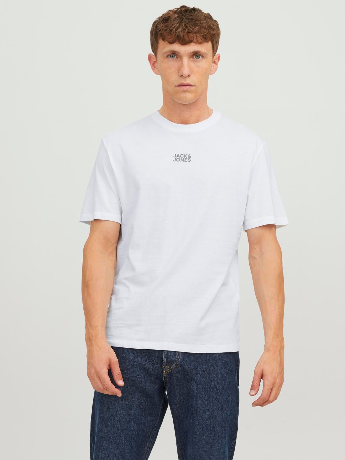 Jack & Jones Logo Rundhals T-shirt -White - 12244027