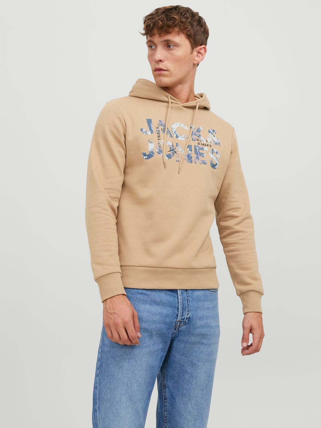 Sweat à capuche lock beige homme - Jack & Jones