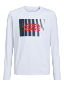 Jack & Jones Logo Langærmet T-shirt Junior -White - 12244209