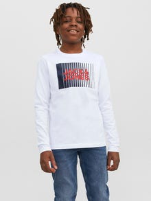 Jack & Jones Logo Langærmet T-shirt Junior -White - 12244209