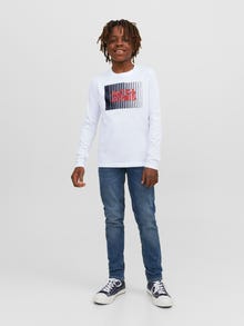 Jack & Jones Logo Langærmet T-shirt Junior -White - 12244209