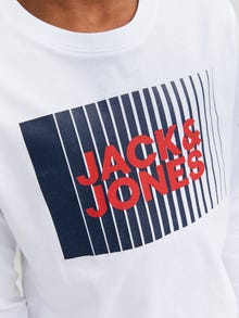Jack & Jones Logo Langærmet T-shirt Junior -White - 12244209