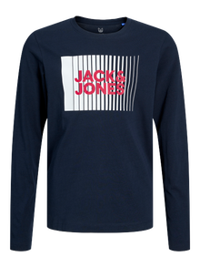 Jack & Jones t-shirt à manches longues Logo Junior -Navy Blazer - 12244209