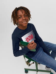 Jack & Jones t-shirt à manches longues Logo Junior -Navy Blazer - 12244209