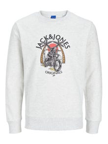 Jack & Jones Nyomott mintás Személyzeti nyakú pulóver -White Melange - 12244220