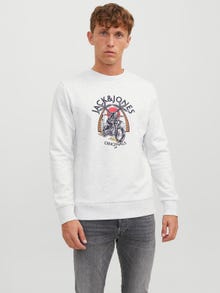 Jack & Jones Felpa Girocollo Stampato -White Melange - 12244220