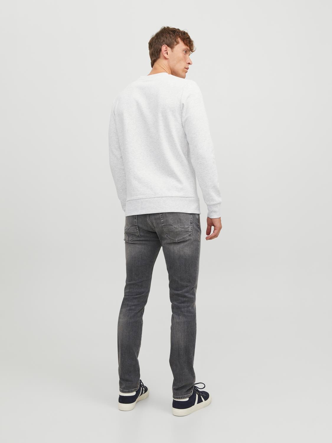 Jack & Jones Felpa Girocollo Stampato -White Melange - 12244220