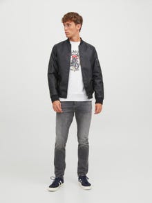 Jack & Jones Spausdintas raštas Apatinis prakaituojantis megztinis -White Melange - 12244220