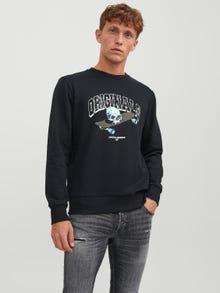 Jack & Jones Printet Sweatshirt med rund hals -Black - 12244220