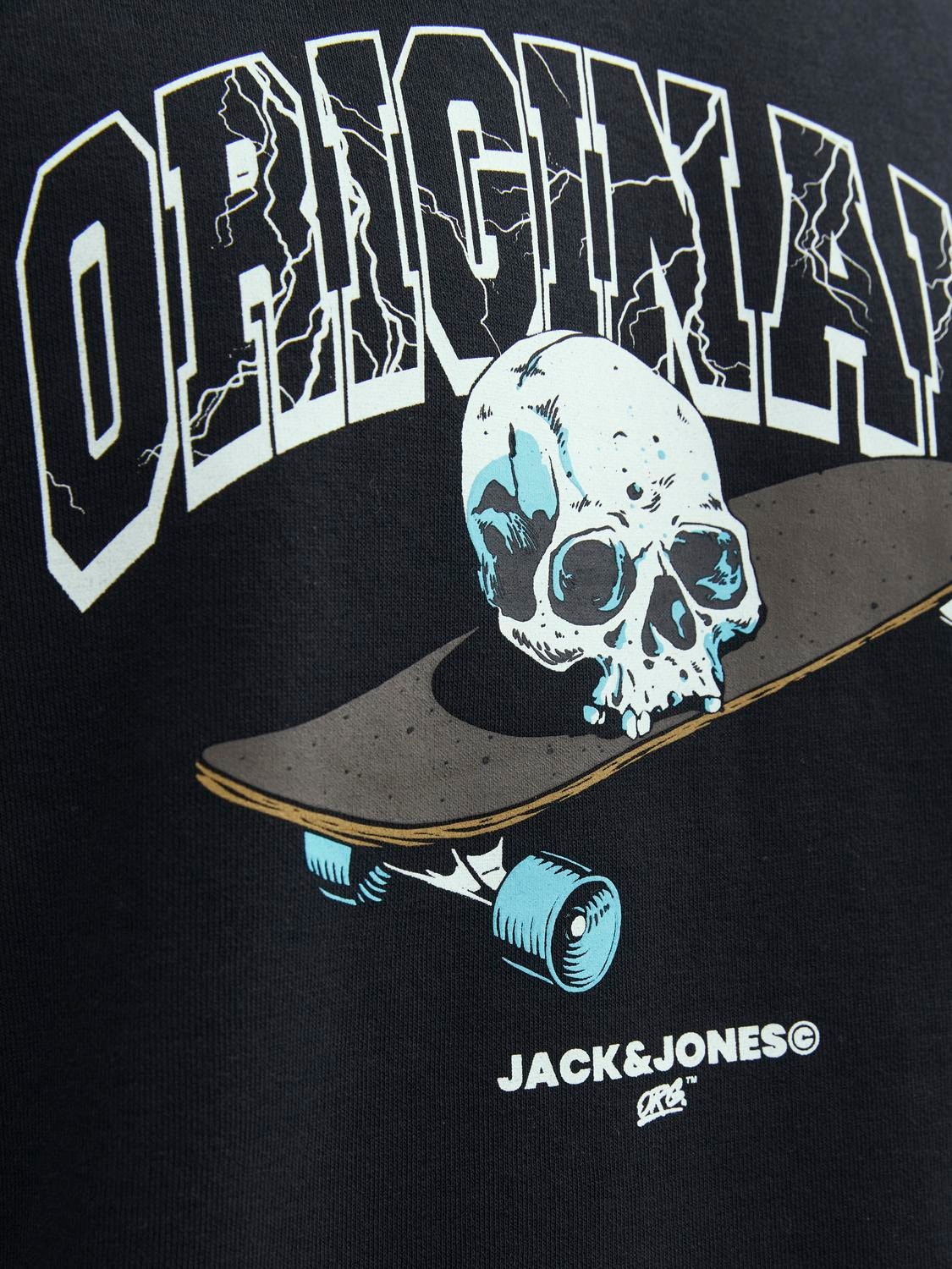 Jack & Jones Printed Crew neck Sweatshirt -Black - 12244220