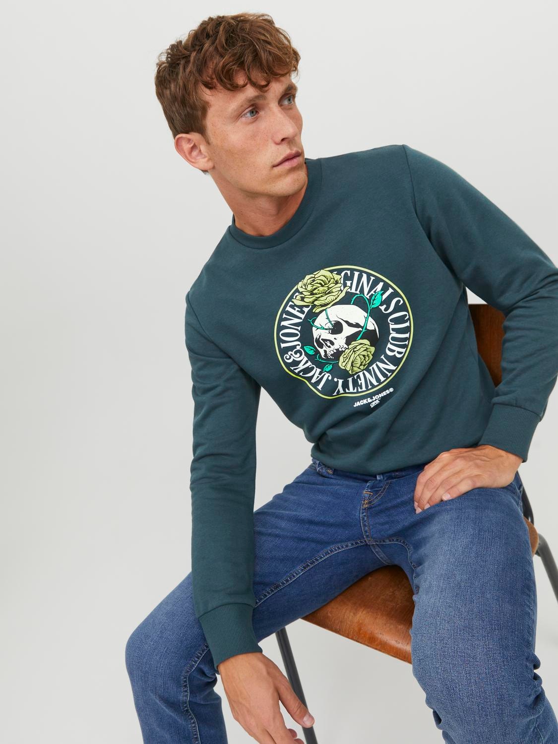 Jack & Jones Gedrukt Sweatshirt met ronde hals -Magical Forest - 12244220
