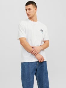 Jack & Jones Printed Crew neck T-shirt -Bright White - 12244559