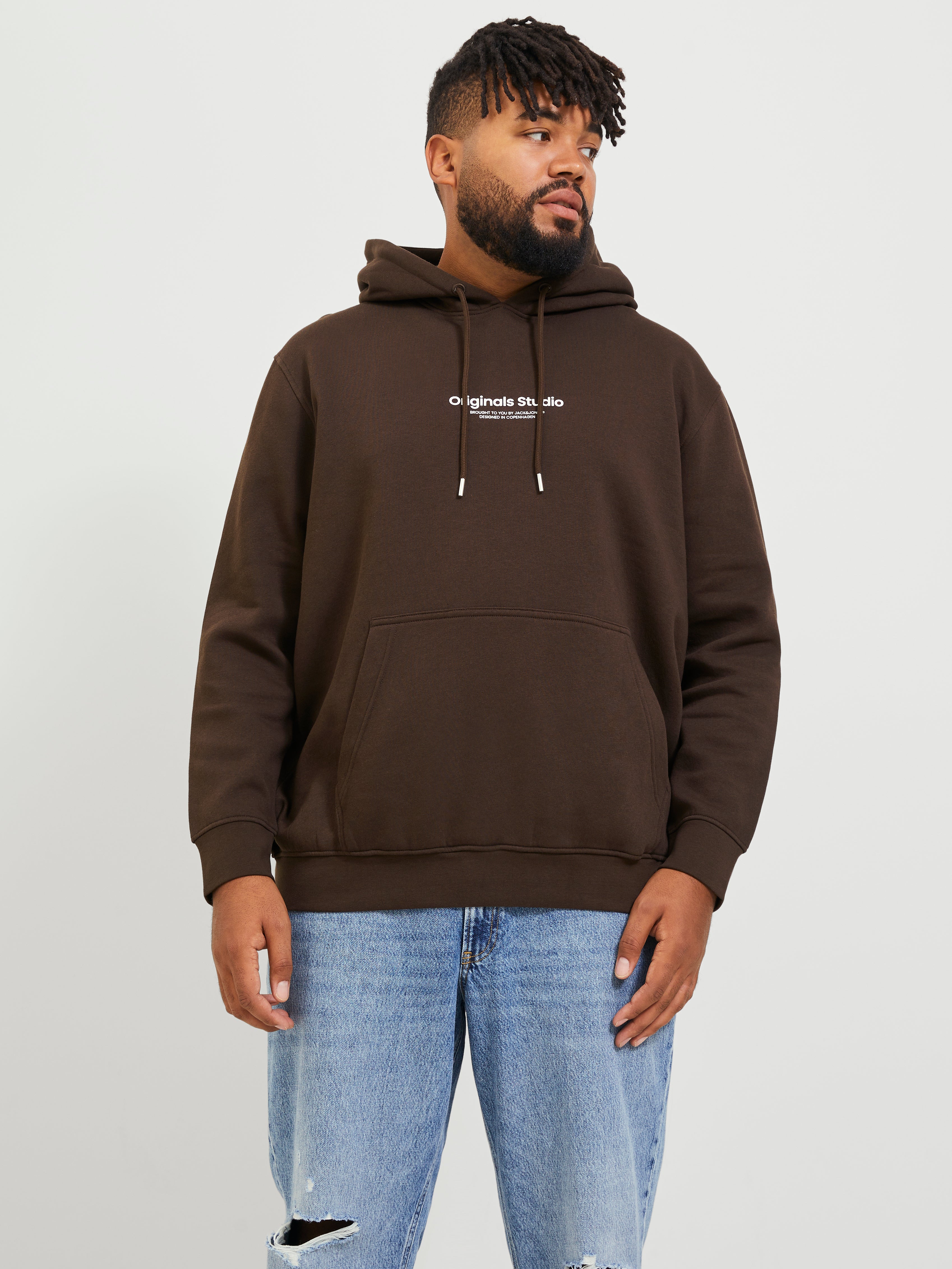 Plus Size Printed Hoodie | Medium Brown | Jack u0026 Jones®