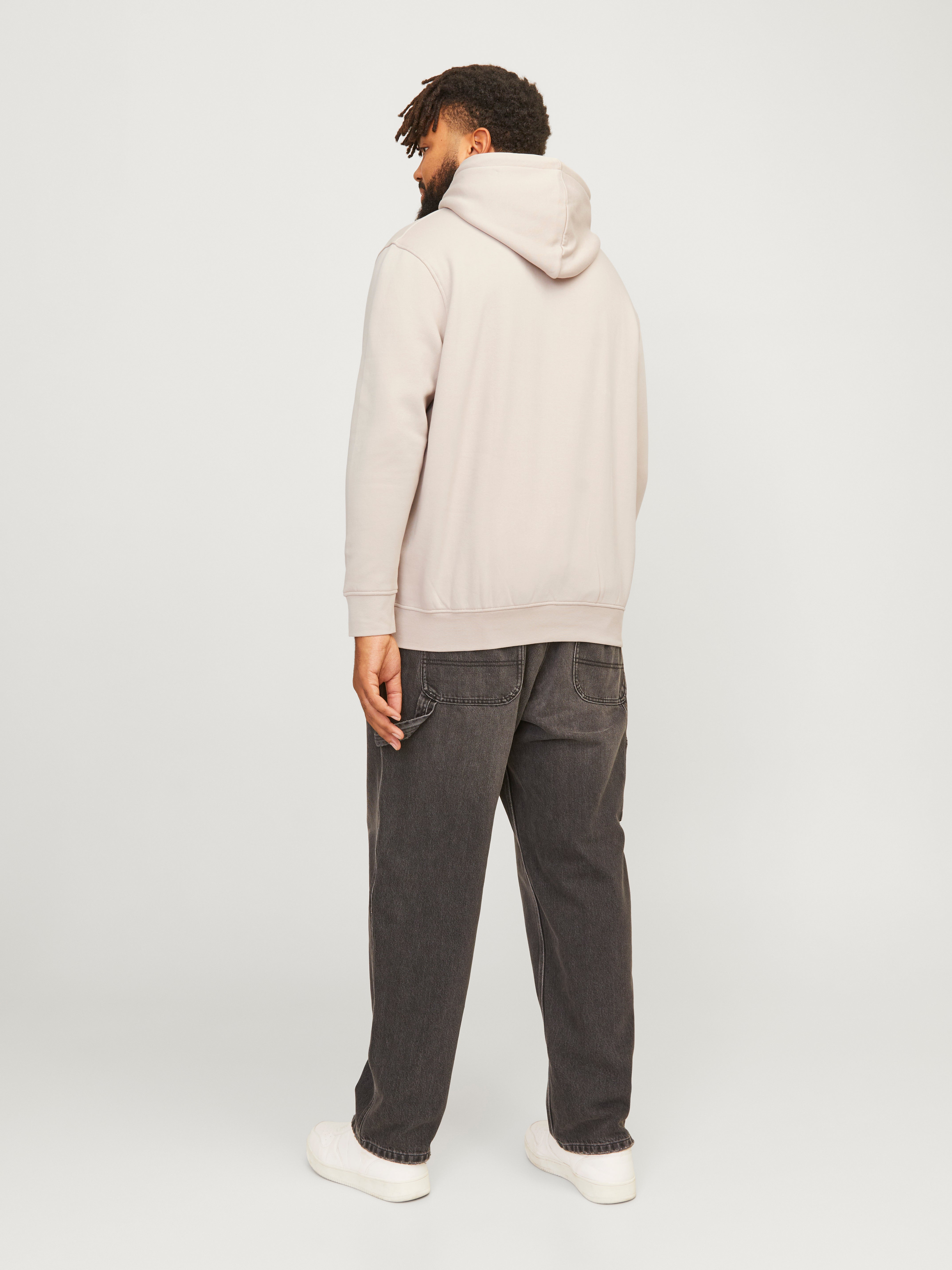 Plus Size Printed Hoodie | Light Grey | Jack & Jones®