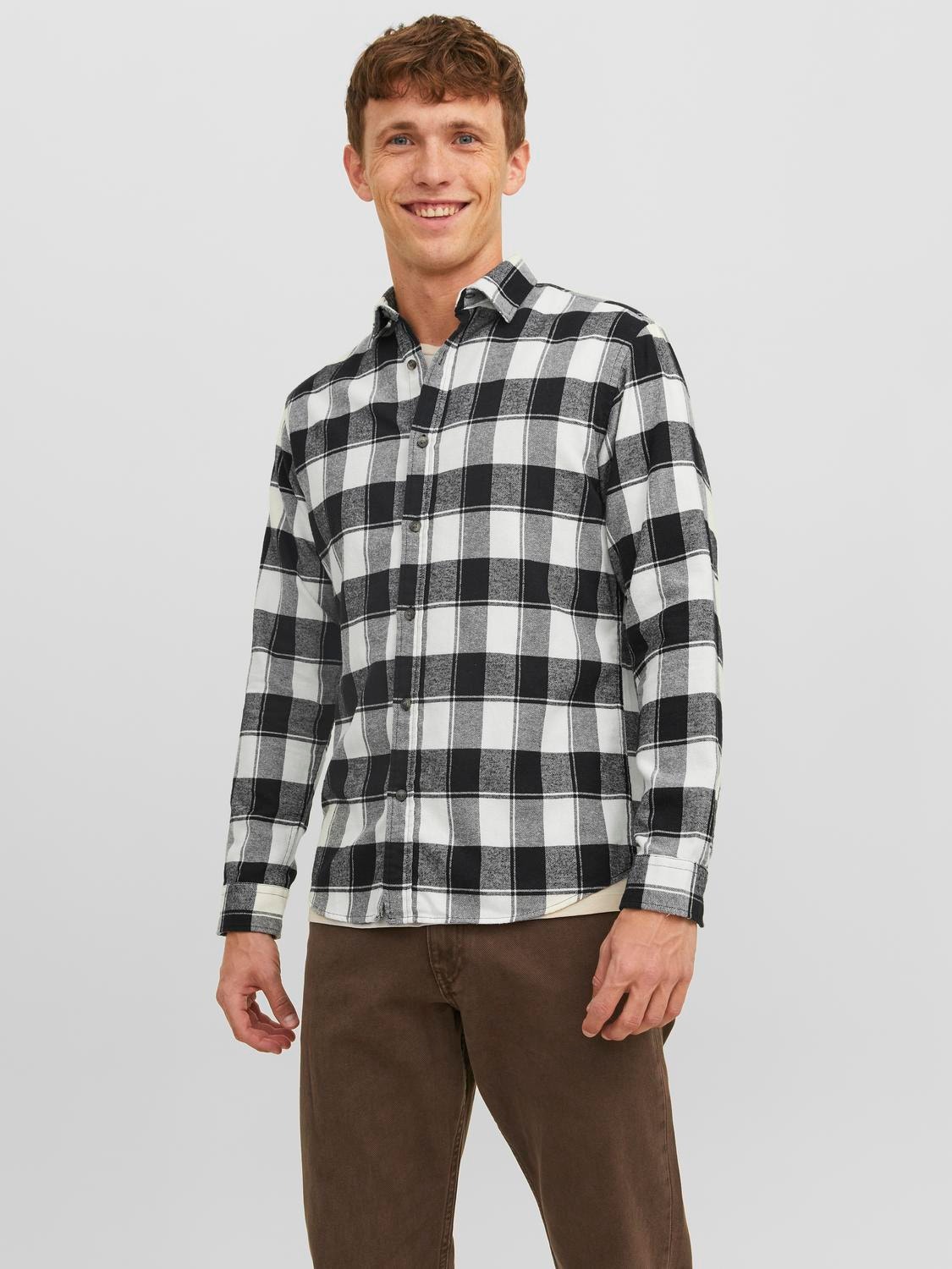 Jack & Jones Slim Fit Checked shirt -Cloud Dancer - 12245084