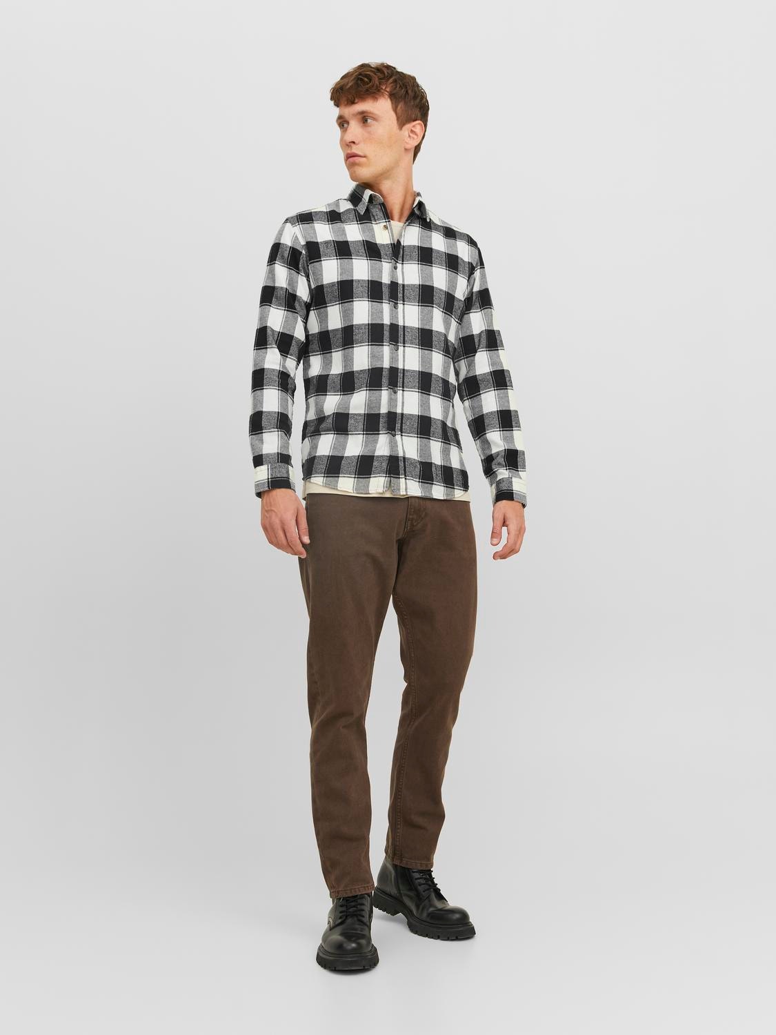 Jack & Jones Slim Fit Checked shirt -Cloud Dancer - 12245084