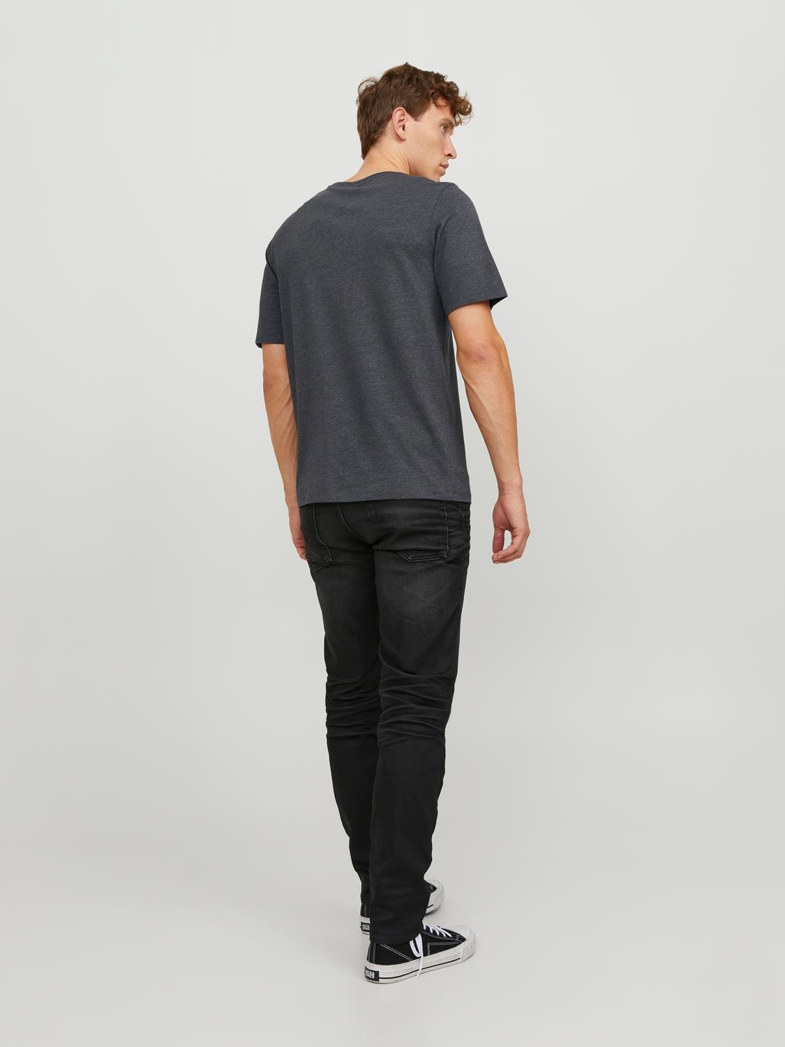 Jack & Jones T-shirt Basic Decote Redondo -Dark Grey Melange - 12245087