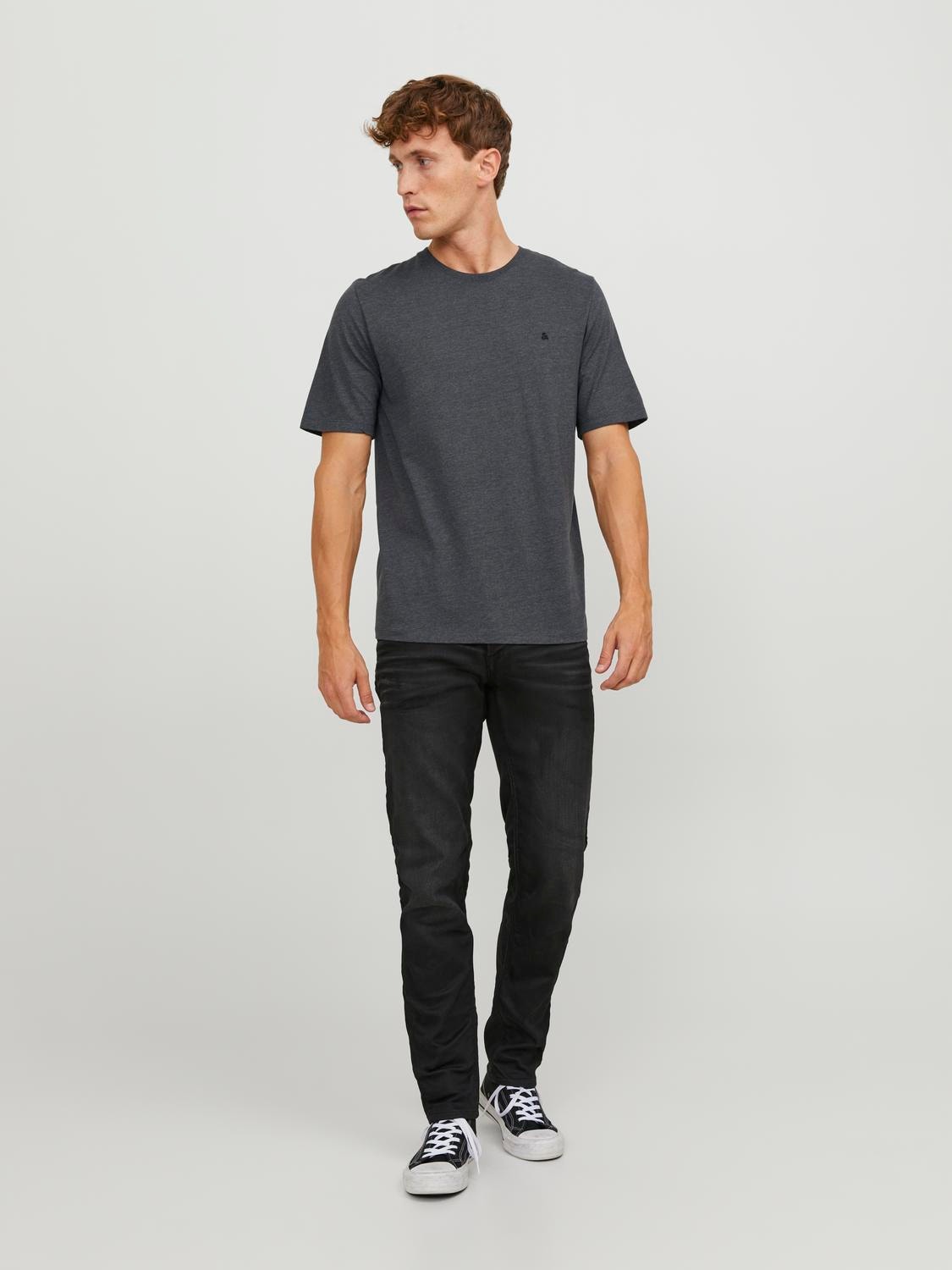 Jack & Jones T-shirt Basic Decote Redondo -Dark Grey Melange - 12245087