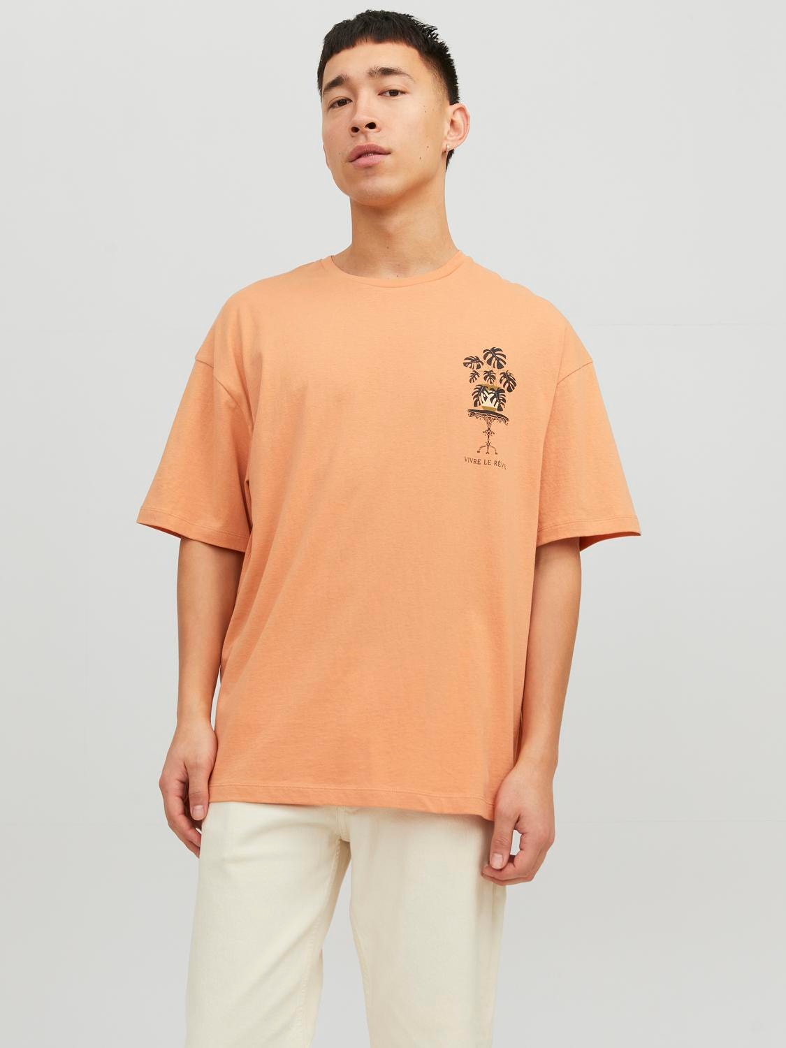 Jack & Jones Bedrukt Ronde hals T-shirt -Copper Tan - 12245262