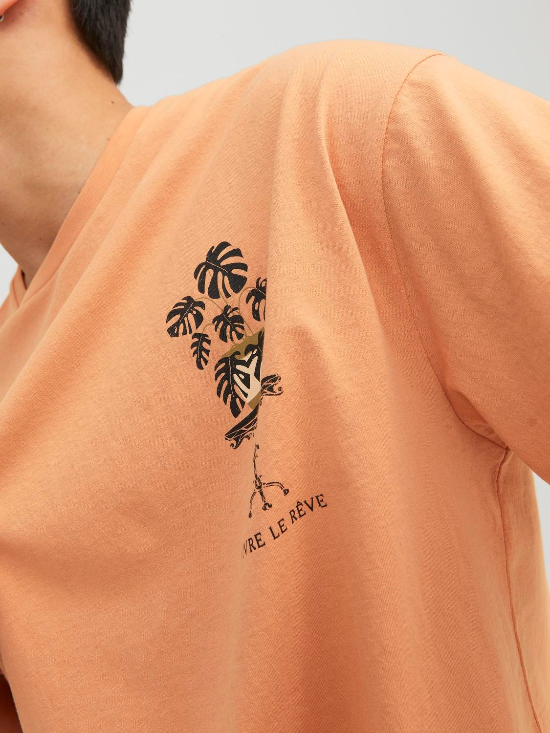 Jack & Jones Printet Crew neck T-shirt -Copper Tan - 12245262
