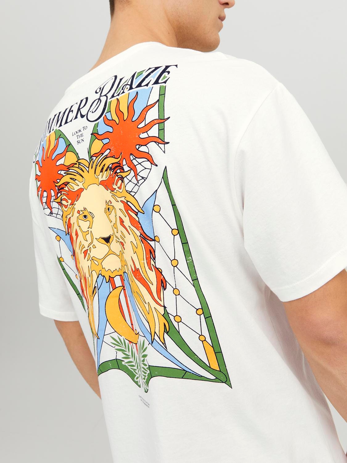 Jack & Jones Printed Crew neck T-shirt -Cloud Dancer - 12245266