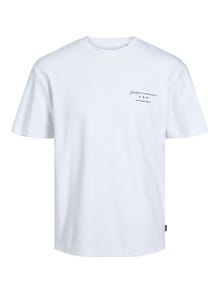 Jack & Jones Spausdintas raštas Apskritas kaklas Marškinėliai -Bright White - 12245400