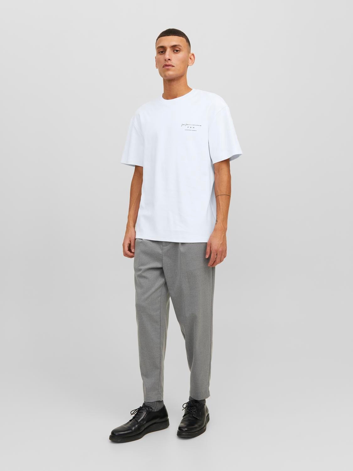 Jack & Jones Trükitud Ümmargune kaelus T-särk -Bright White - 12245400