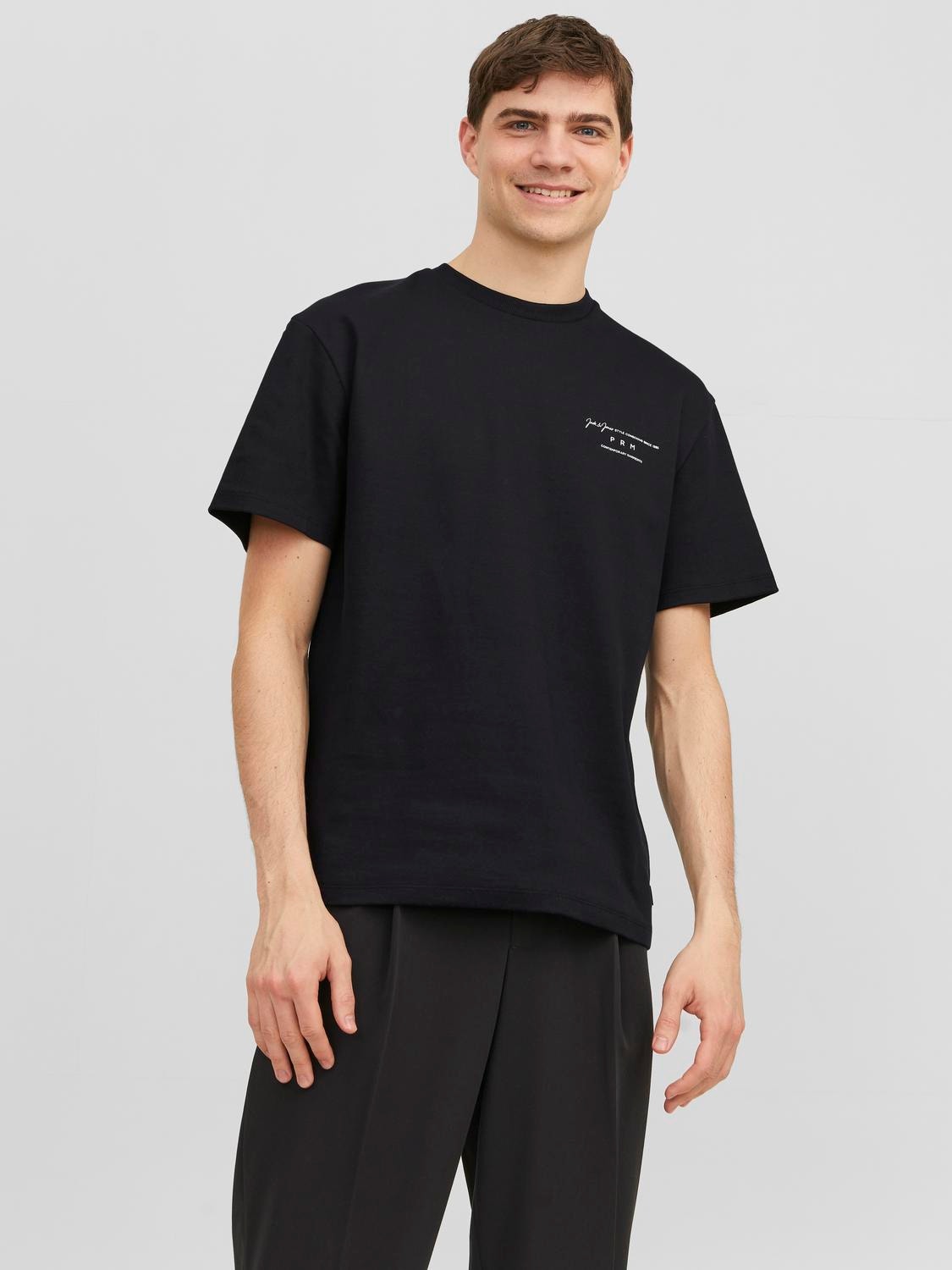 Jack & Jones Printed Crew neck T-shirt -Black - 12245400