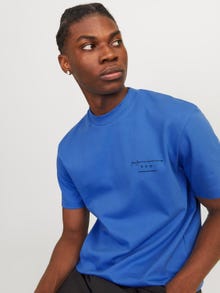 Jack & Jones Printed Crew neck T-shirt -Palace Blue - 12245400