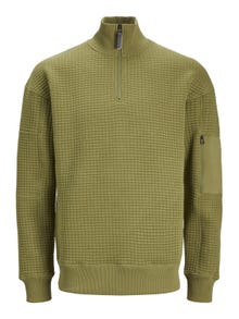 Jack & Jones Bez vzoru Mikina s polovičním zipem -Olive Branch - 12245404